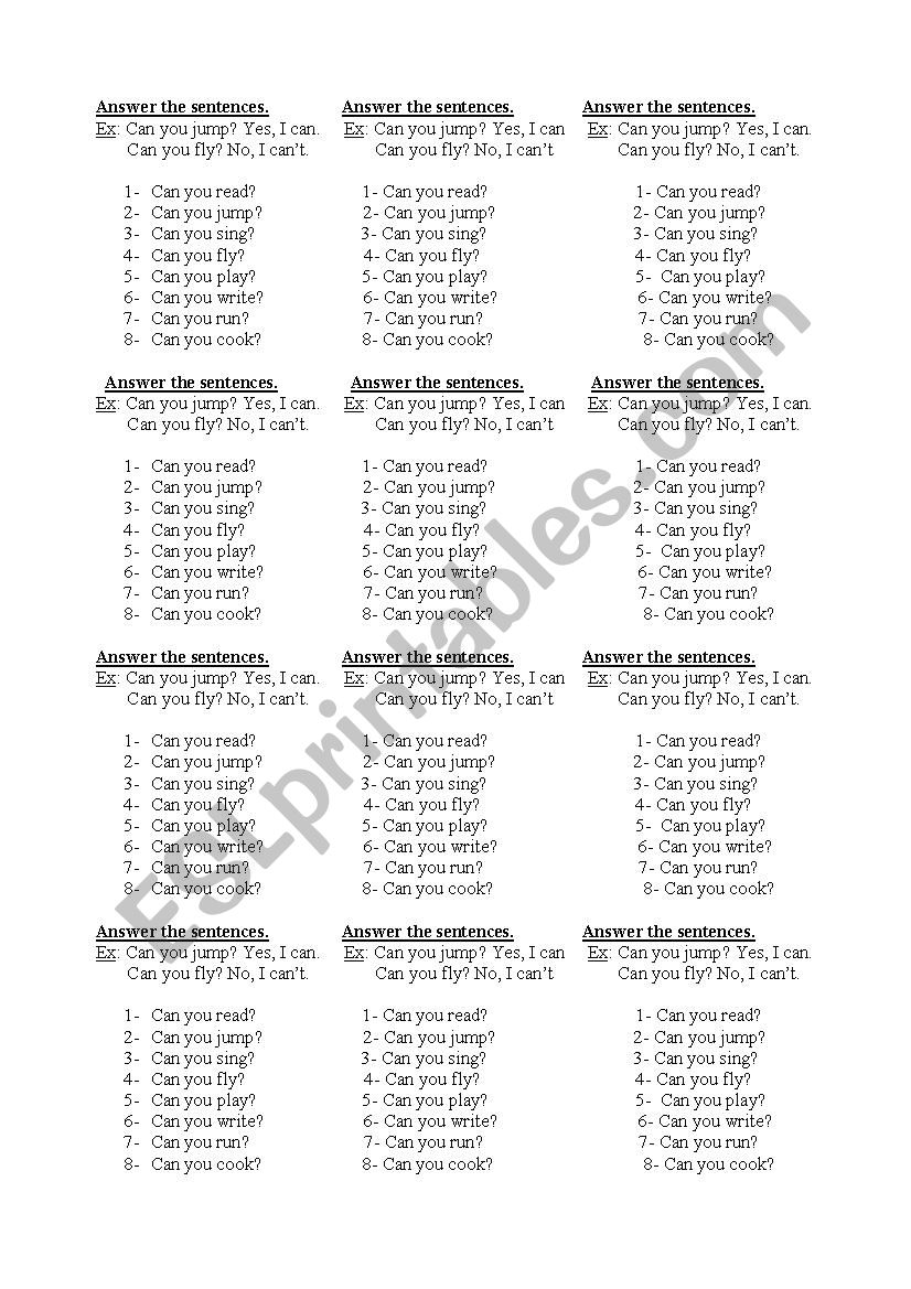 can -  can`t worksheet